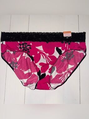 NWT Cacique Intimates Pink Floral Lace Waist Hipster Panty 18/20 Plus Size